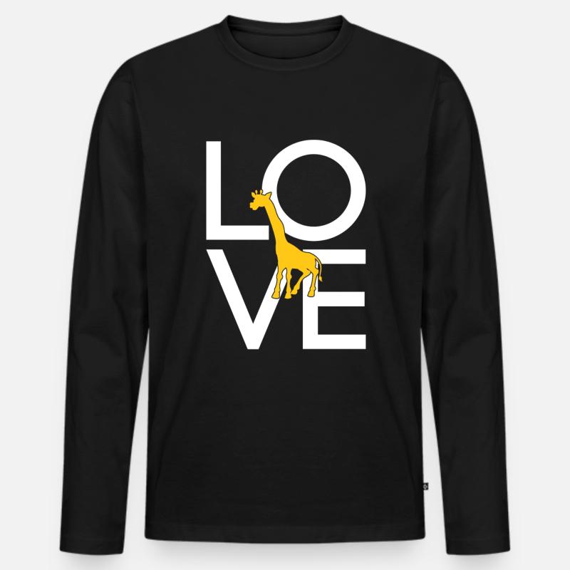 Giraffe - Männer Premium Bio Langarmshirt - Schwarz