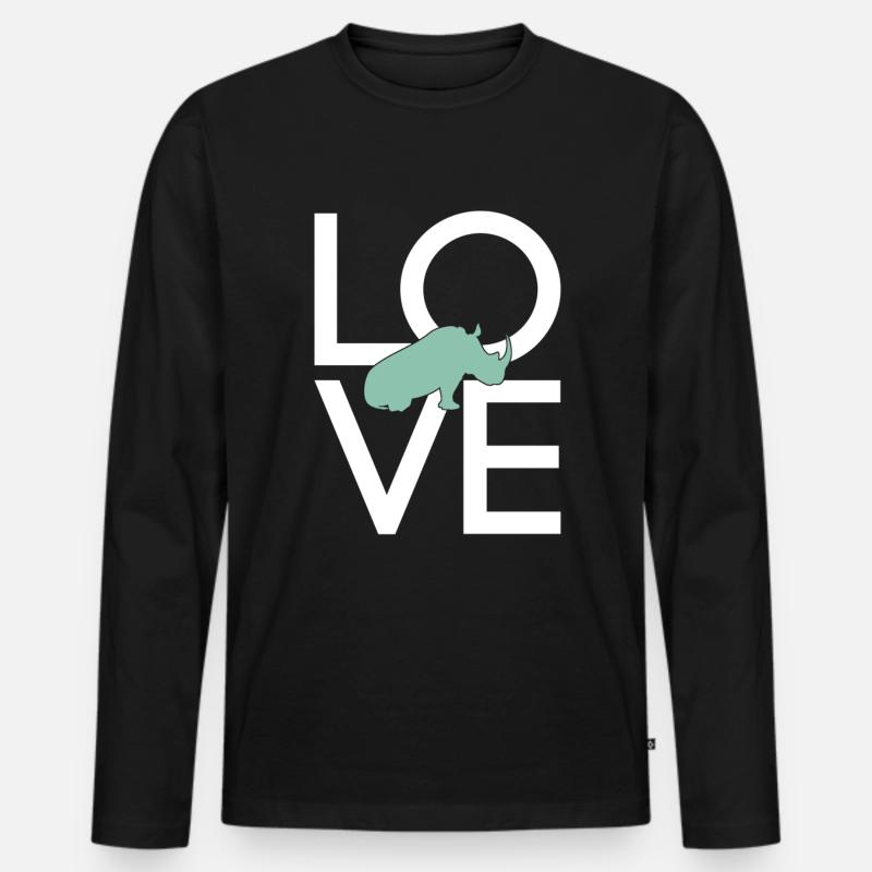 Nashorn - Männer Premium Bio Langarmshirt - Schwarz