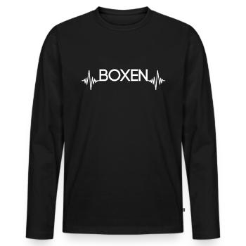 Boxen Herzschlag - Männer Premium Bio Langarmshirt - Schwarz - Vorne - Nico (187cm)