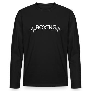 Battements de cœur de boxe - T-shirt manches longues Premium bio Homme - noir - Devant - Nico (187cm)