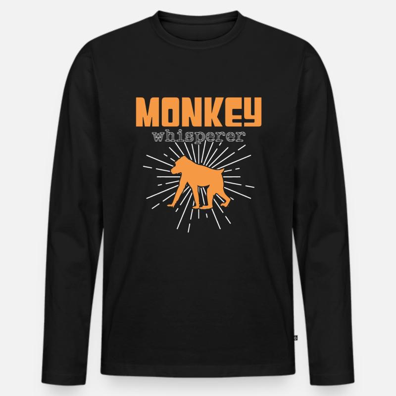 Affen Flüsterer - Männer Premium Bio Langarmshirt - Schwarz