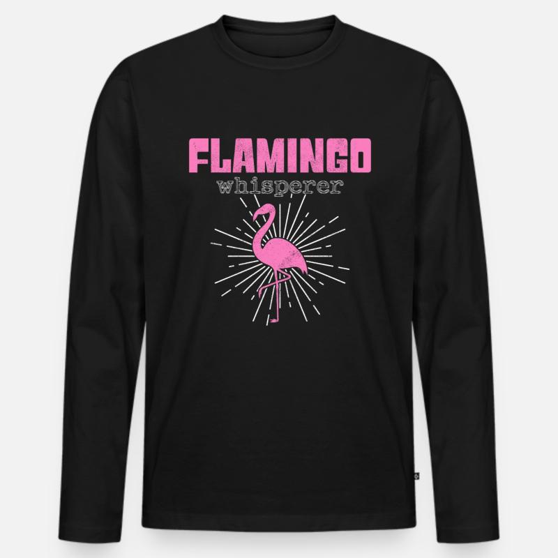 Flamingo Flüsterer - Männer Premium Bio Langarmshirt - Schwarz