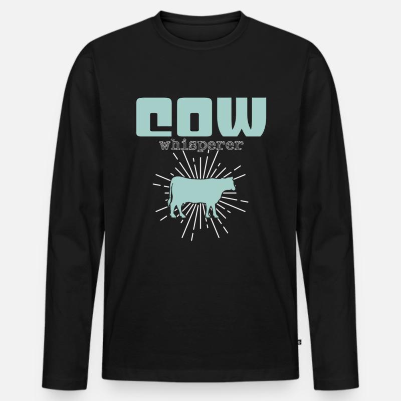 Kühe Flüsterer - Männer Premium Bio Langarmshirt - Schwarz