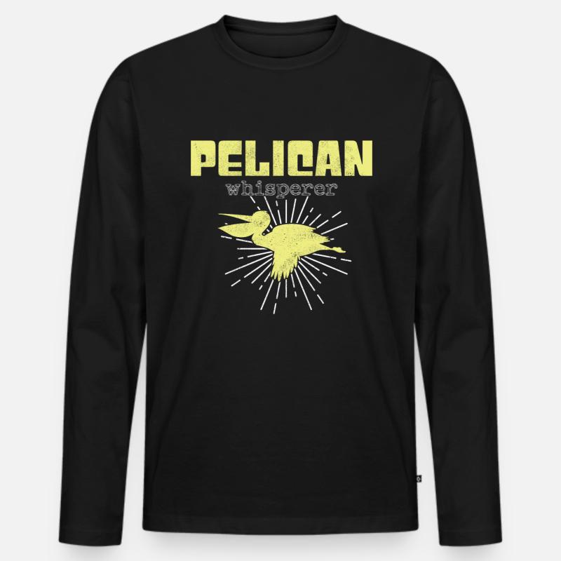 Pelikan Flüsterer - Männer Premium Bio Langarmshirt - Schwarz