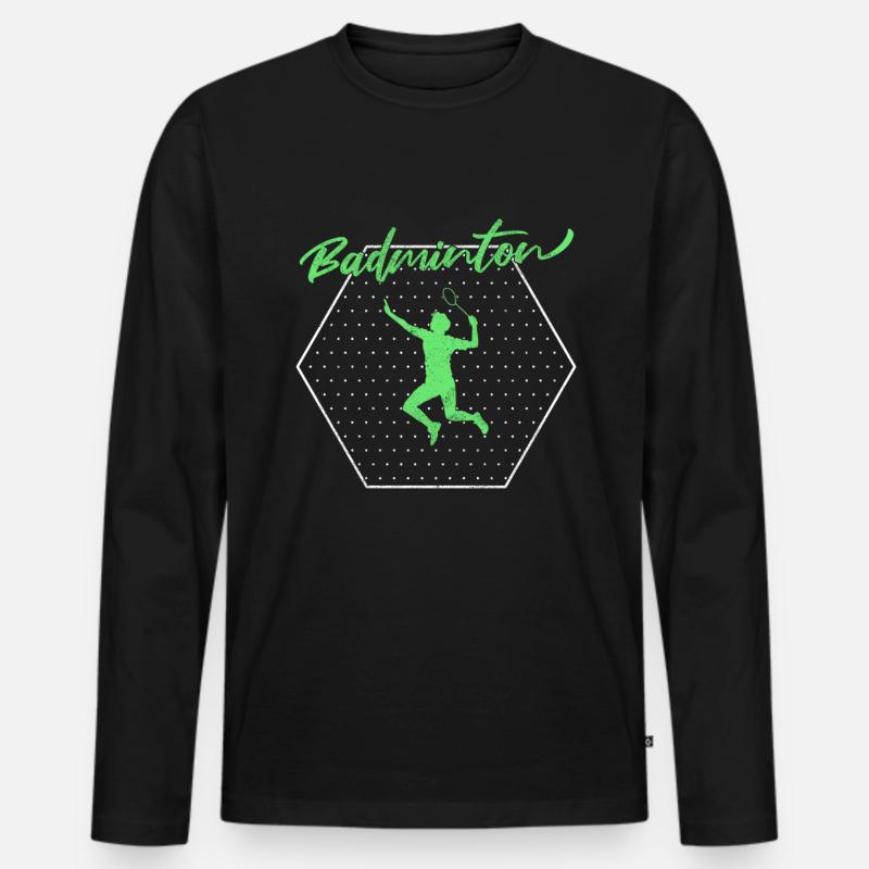 Badminton - Männer Premium Bio Langarmshirt - Schwarz