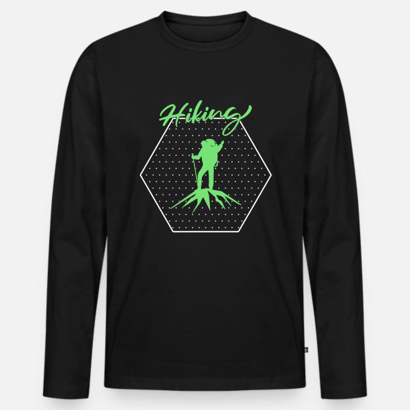 Wandern - Männer Premium Bio Langarmshirt - Schwarz