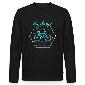 Fahrrad fahren - Männer Premium Bio Langarmshirt - Schwarz - Vorne - Nico (187cm)