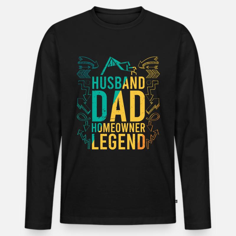Housewarming Party Dad - Männer Premium Bio Langarmshirt - Schwarz