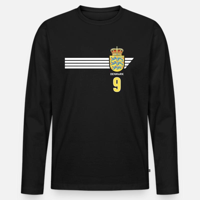 Dänemark Fussball Dänisches Wappen Flagge Dynamit - Männer Premium Bio Langarmshirt - Schwarz