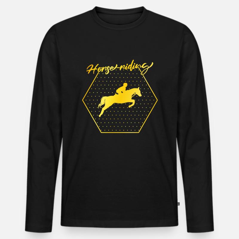 Pferde reiten - Männer Premium Bio Langarmshirt - Schwarz
