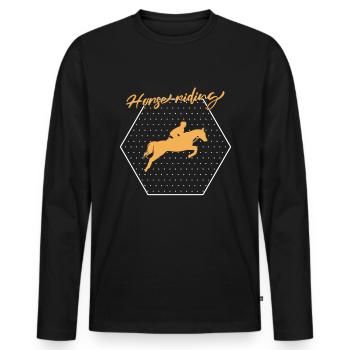 Horse riding - Men's Premium Organic Long Sleeve Shirt - black - Front - Nico (187cm)