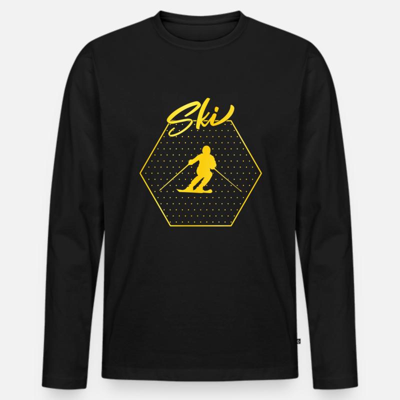 Ski - Männer Premium Bio Langarmshirt - Schwarz