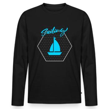Sail - Men's Premium Organic Long Sleeve Shirt - black - Front - Nico (187cm)