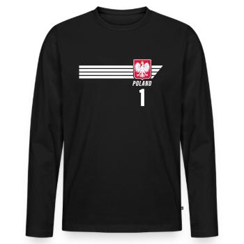 Pologne Polska Patriotisme polonais Fan de football - T-shirt manches longues Premium bio Homme - noir - Devant - Nico (187cm)