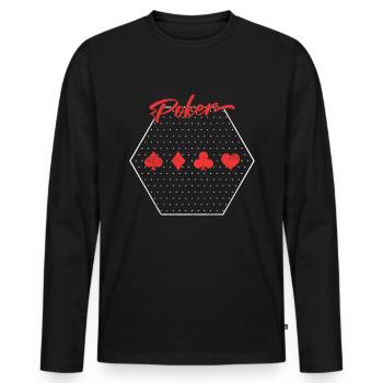 Poker - Men's Premium Organic Long Sleeve Shirt - black - Front - Nico (187cm)