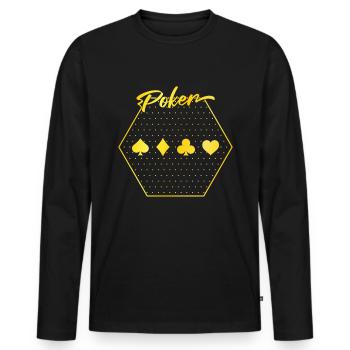 Poker - Men's Premium Organic Long Sleeve Shirt - black - Front - Nico (187cm)