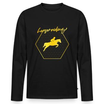 Horse riding - Men's Premium Organic Long Sleeve Shirt - black - Front - Nico (187cm)