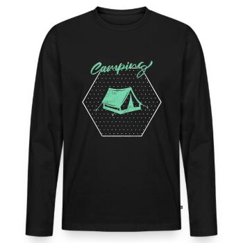 Camp - T-shirt manches longues Premium bio Homme - noir - Devant - Nico (187cm)