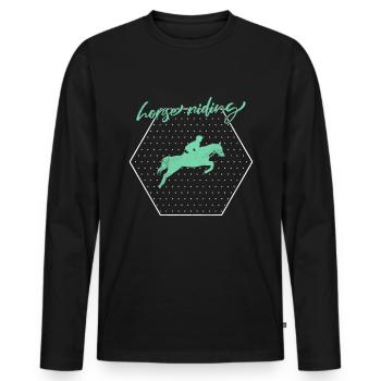 Horse riding - Men's Premium Organic Long Sleeve Shirt - black - Front - Nico (187cm)
