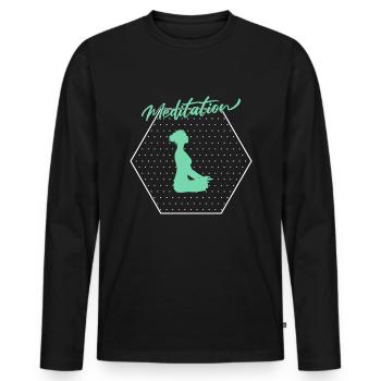 Méditation - T-shirt manches longues Premium bio Homme - noir - Devant - Nico (187cm)