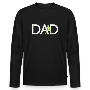 Papa de baseball - T-shirt manches longues Premium bio Homme - noir - Devant - Nico (187cm)