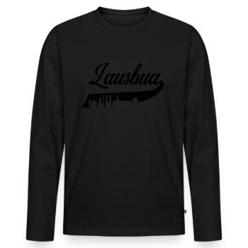 Lausbua Trachten Skyline München Volksfest Tracht - Männer Premium Bio Langarmshirt - Schwarz - Vorne - Nico (187cm)