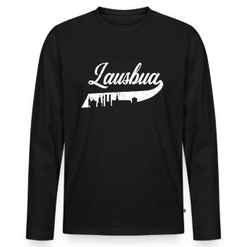 Lausbua Trachten Skyline München Volksfest Tracht - Männer Premium Bio Langarmshirt - Schwarz - Vorne - Nico (187cm)