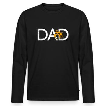 Batterie Papa - T-shirt manches longues Premium bio Homme - noir - Devant - Nico (187cm)