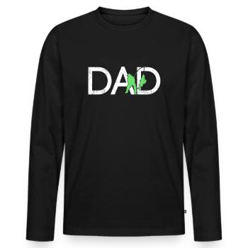 Papa pêcheur - T-shirt manches longues Premium bio Homme - noir - Devant - Nico (187cm)