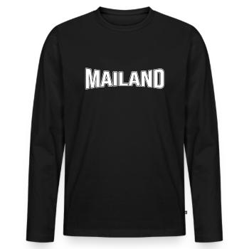 Mailand - Männer Premium Bio Langarmshirt - Schwarz - Vorne - Nico (187cm)