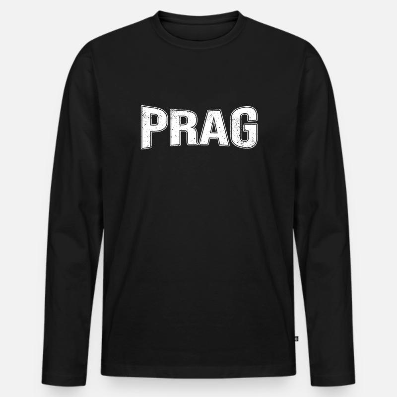 Prag - Männer Premium Bio Langarmshirt - Schwarz