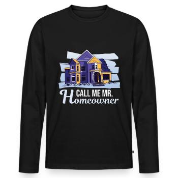 Pendaison de crémaillère | M. Propriétaire - T-shirt manches longues Premium bio Homme - noir - Devant - Nico (187cm)