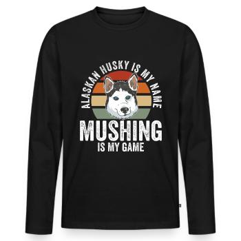 Dog Sledding | Mushing - Männer Premium Bio Langarmshirt - Schwarz - Vorne - Nico (187cm)