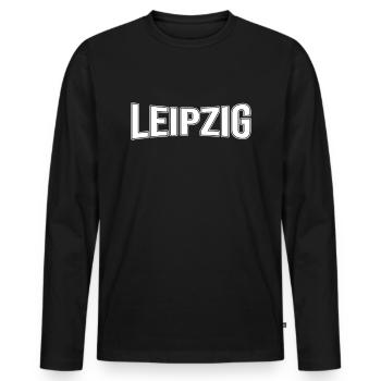 Leipzig - T-shirt manches longues Premium bio Homme - noir - Devant - Nico (187cm)
