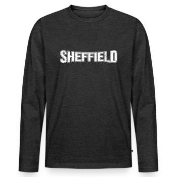 Sheffield - Männer Premium Bio Langarmshirt - Anthrazit meliert - Vorne - Nico (187cm)