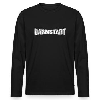Darmstadt - Männer Premium Bio Langarmshirt - Schwarz - Vorne - Nico (187cm)