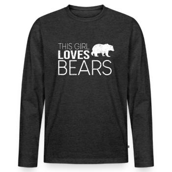 Cette fille aime les ours - T-shirt manches longues Premium bio Homme - anthracite chiné - Devant - Nico (187cm)