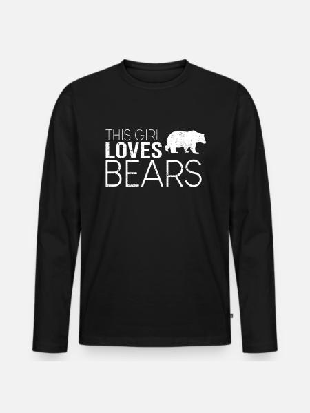Cette fille aime les ours - T-shirt manches longues Premium bio Homme - noir