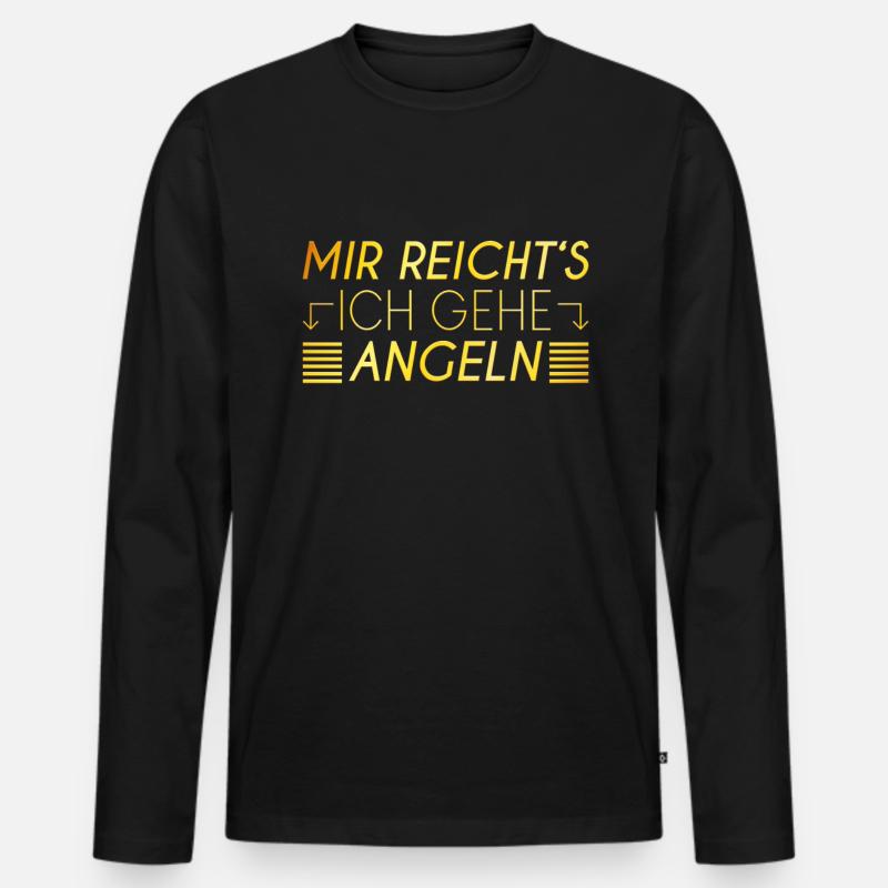 Angeln Spruch - Männer Premium Bio Langarmshirt - Schwarz