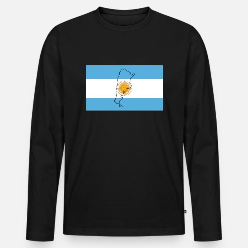 Argentinien Flagge - Männer Premium Bio Langarmshirt - Schwarz