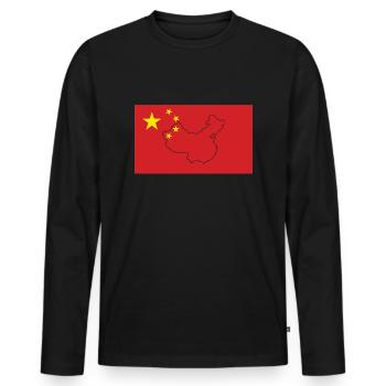 Drapeau de la Chine - T-shirt manches longues Premium bio Homme - noir - Devant - Nico (187cm)