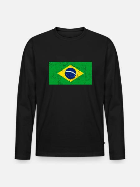 Drapeau du Brésil - T-shirt manches longues Premium bio Homme - noir
