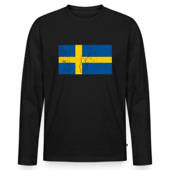 Drapeau de la Suède - T-shirt manches longues Premium bio Homme - noir - Devant - Nico (187cm)