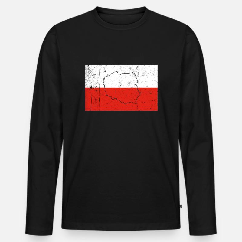 Polen Flagge - Männer Premium Bio Langarmshirt - Schwarz