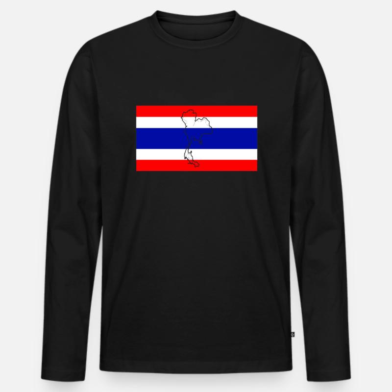Thailand Flagge - Männer Premium Bio Langarmshirt - Schwarz
