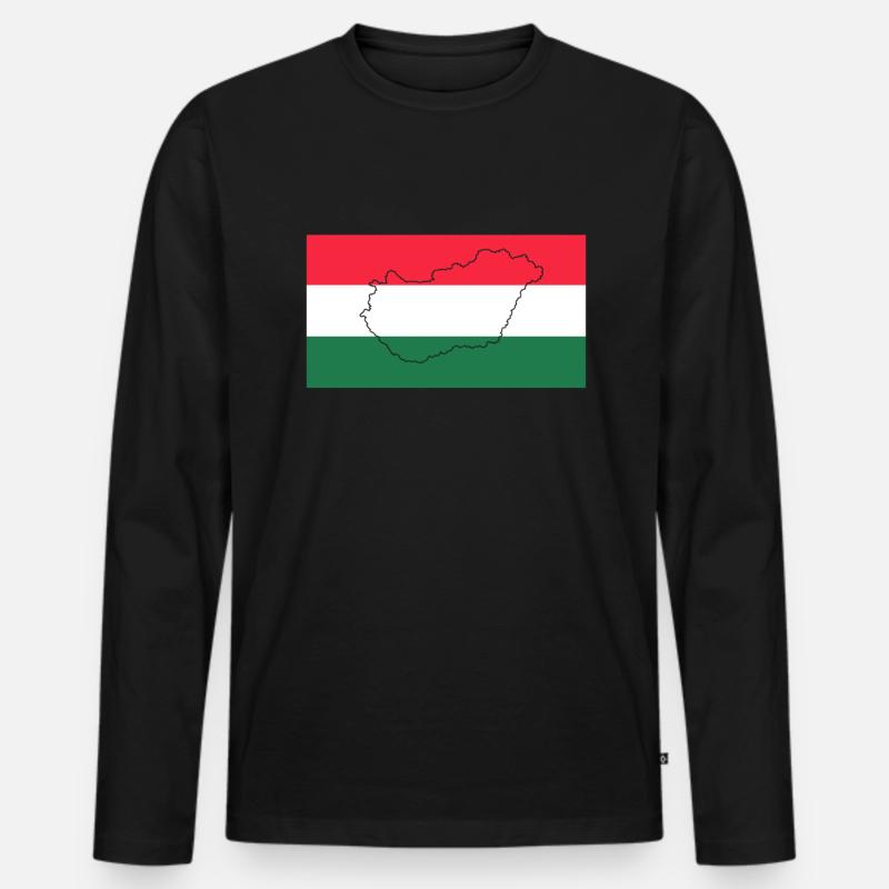 Ungarn Flagge - Männer Premium Bio Langarmshirt - Schwarz