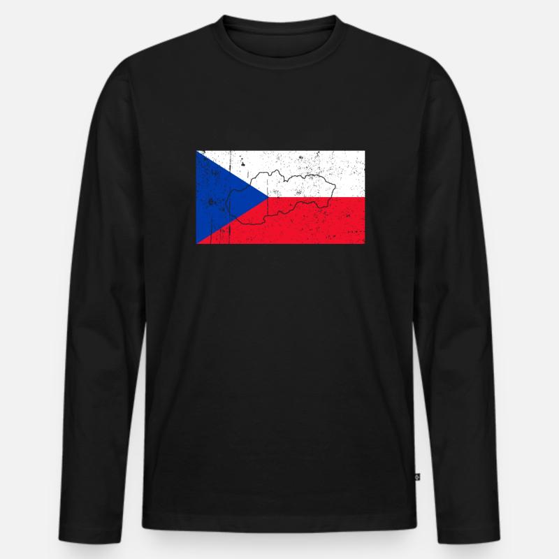 Tschechien Flagge - Männer Premium Bio Langarmshirt - Schwarz