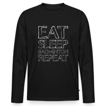 Eating Sleep Badminton - Men's Premium Organic Long Sleeve Shirt - black - Front - Nico (187cm)
