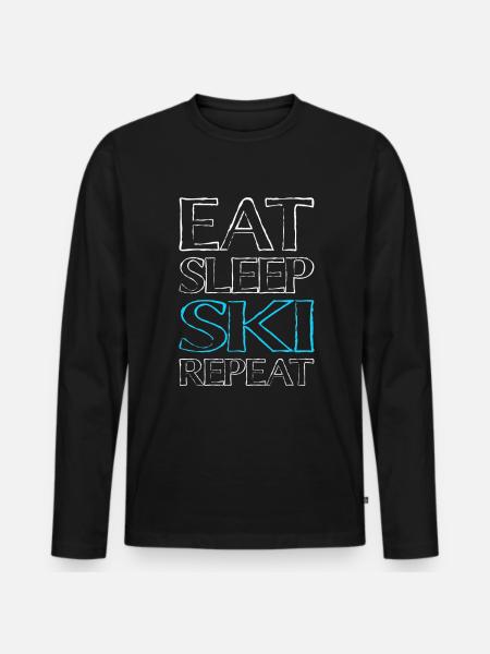 Eating Sleeping Ski - Men's Premium Organic Long Sleeve Shirt - black