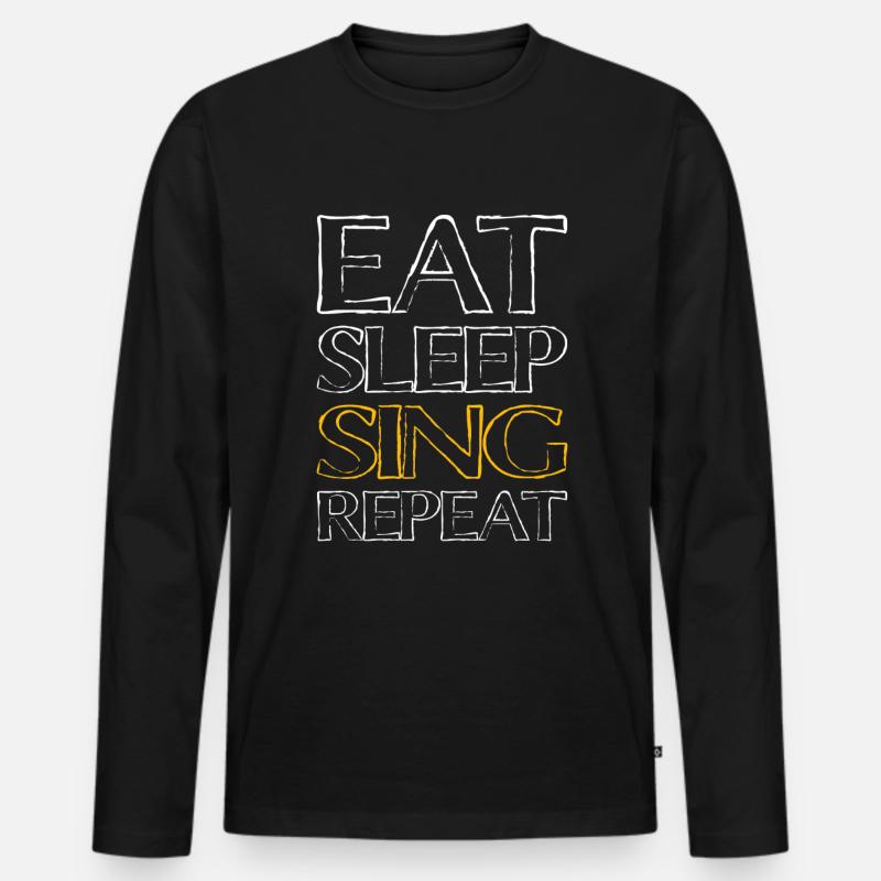 Essen Schlafen Singen - Männer Premium Bio Langarmshirt - Schwarz